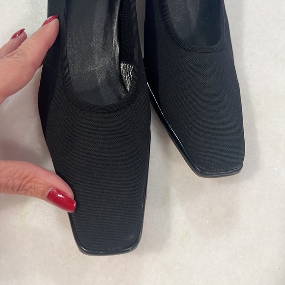 STUART WEITZMAN BLACK NYLON AND LEATHER LOW HEEL - Picture 6 of 13